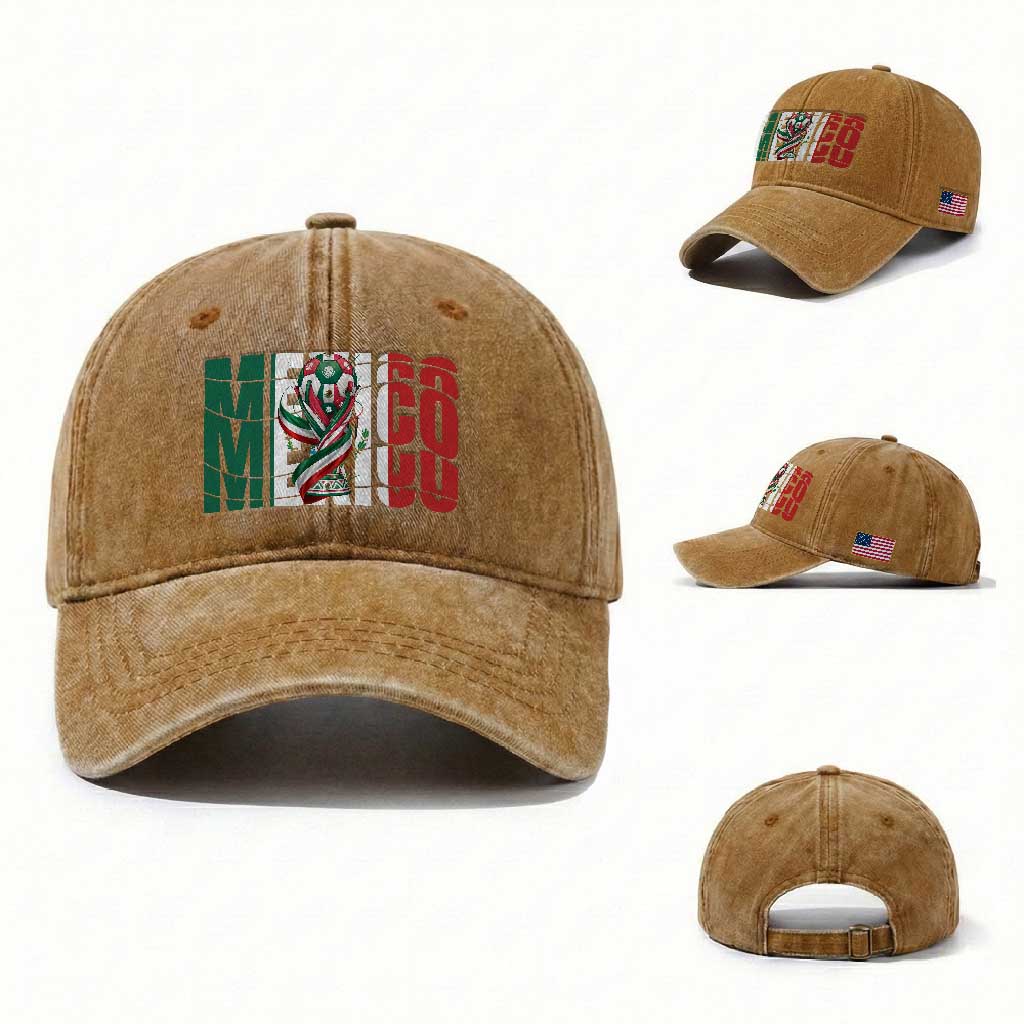Mexico National Soccer Lover World Washed Cotton Baseball Cap Football Fan Gift