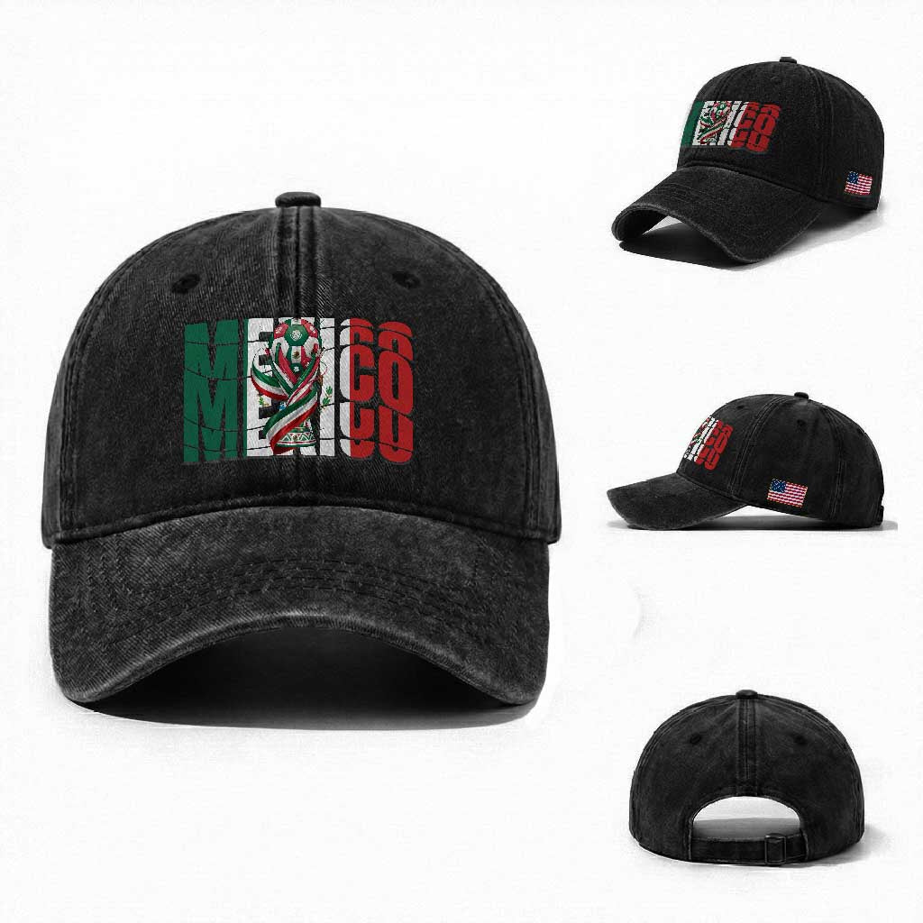 Mexico National Soccer Lover World Washed Cotton Baseball Cap Football Fan Gift