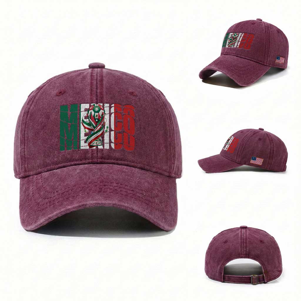 Mexico National Soccer Lover World Washed Cotton Baseball Cap Football Fan Gift