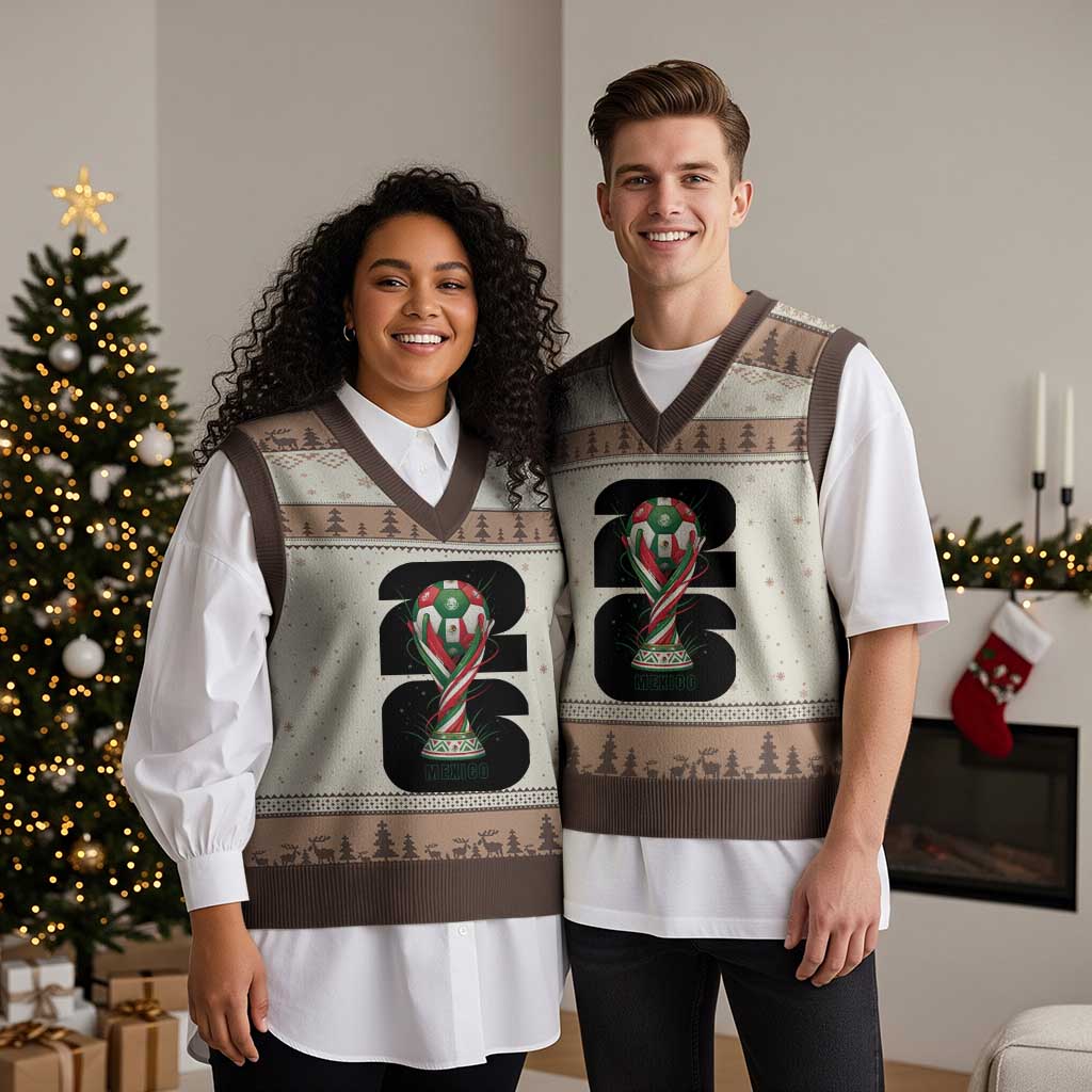 Proud Mexico National Soccer Lover Fan Gift V-Neck Knit Sweater Vest