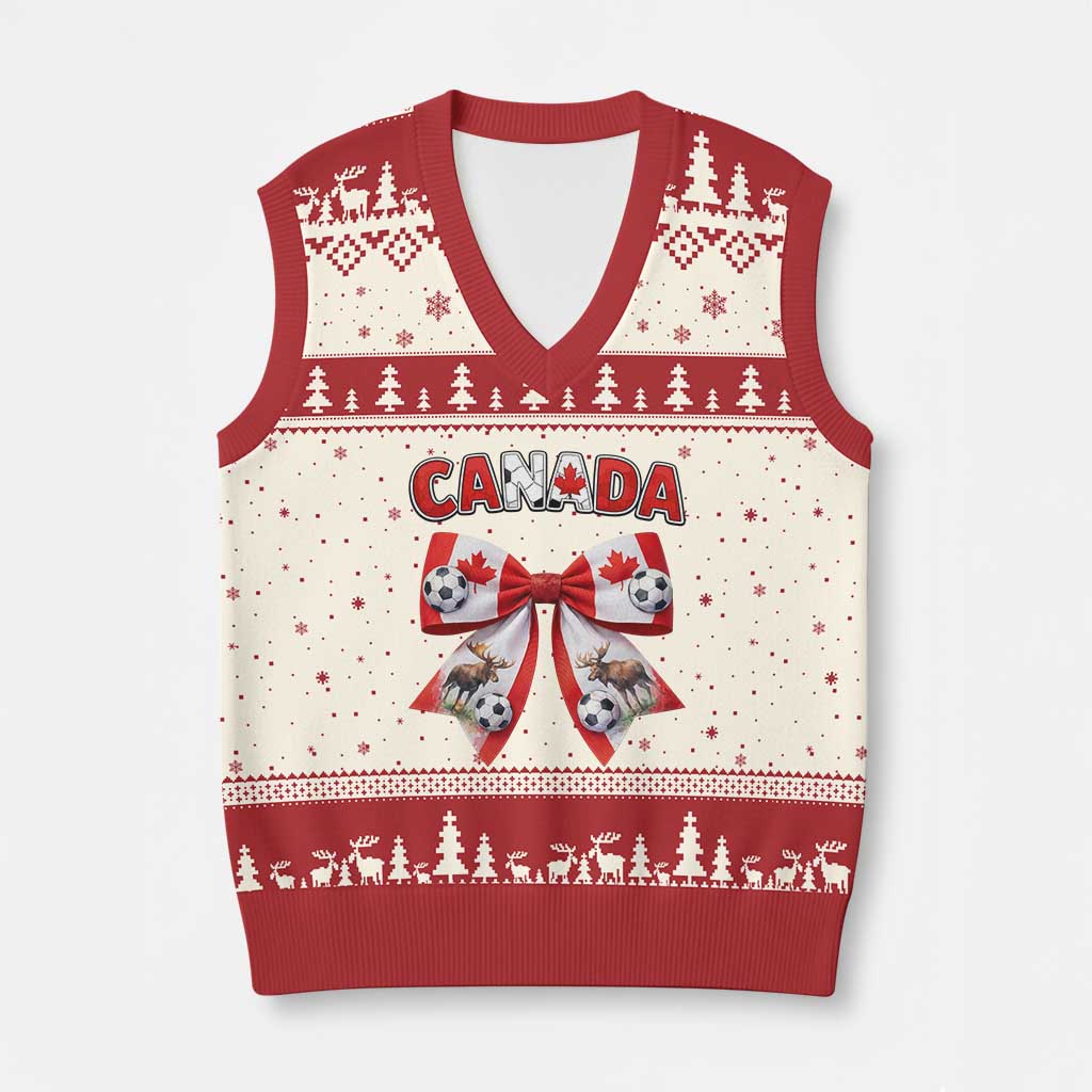 Proud Canadian National Soccer Lover V-Neck Knit Sweater Vest Football Fan Gift