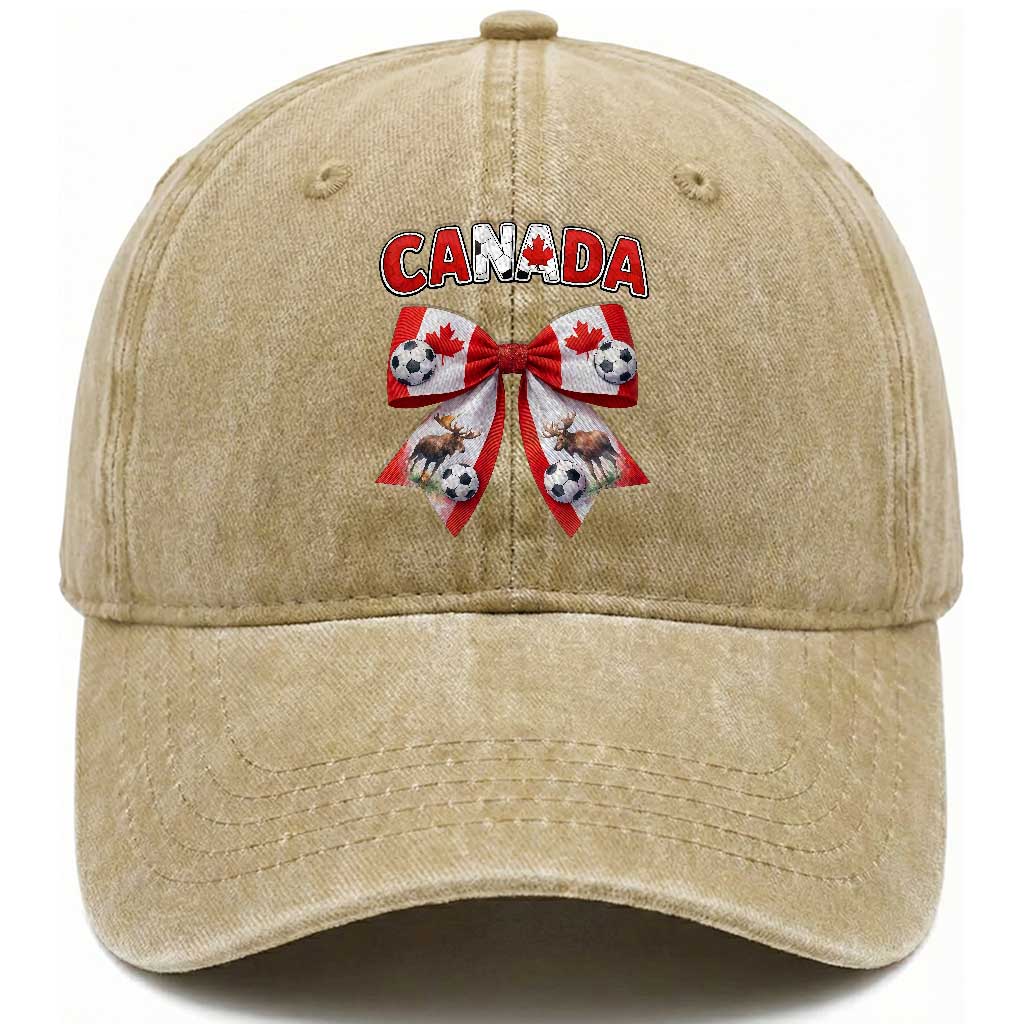 Proud Canadian National Soccer Lover Washed Cotton Baseball Cap Football Fan Gift