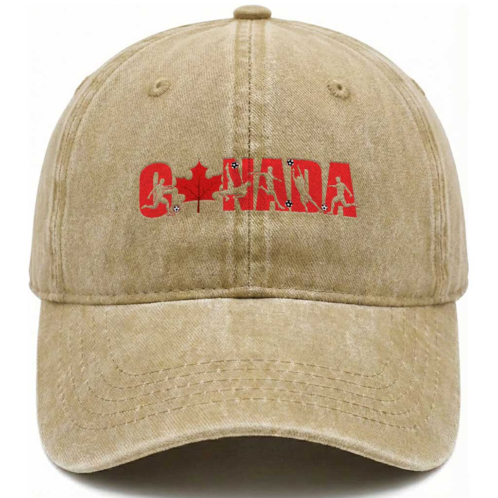 Canada National Soccer Lover Washed Cotton Baseball Cap Proud Canadian Fan Gift