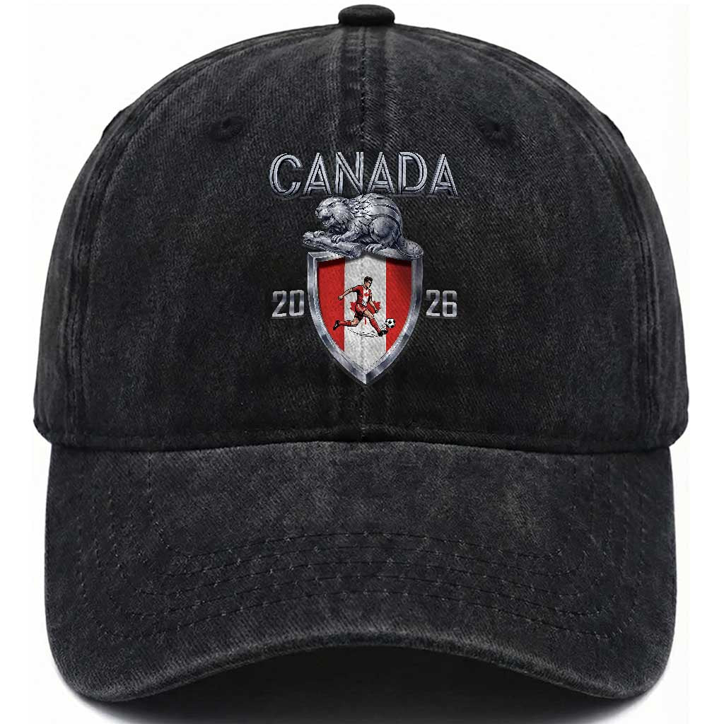 Canada National Soccer Fan Washed Cotton Baseball Cap Proud Canadian Gift