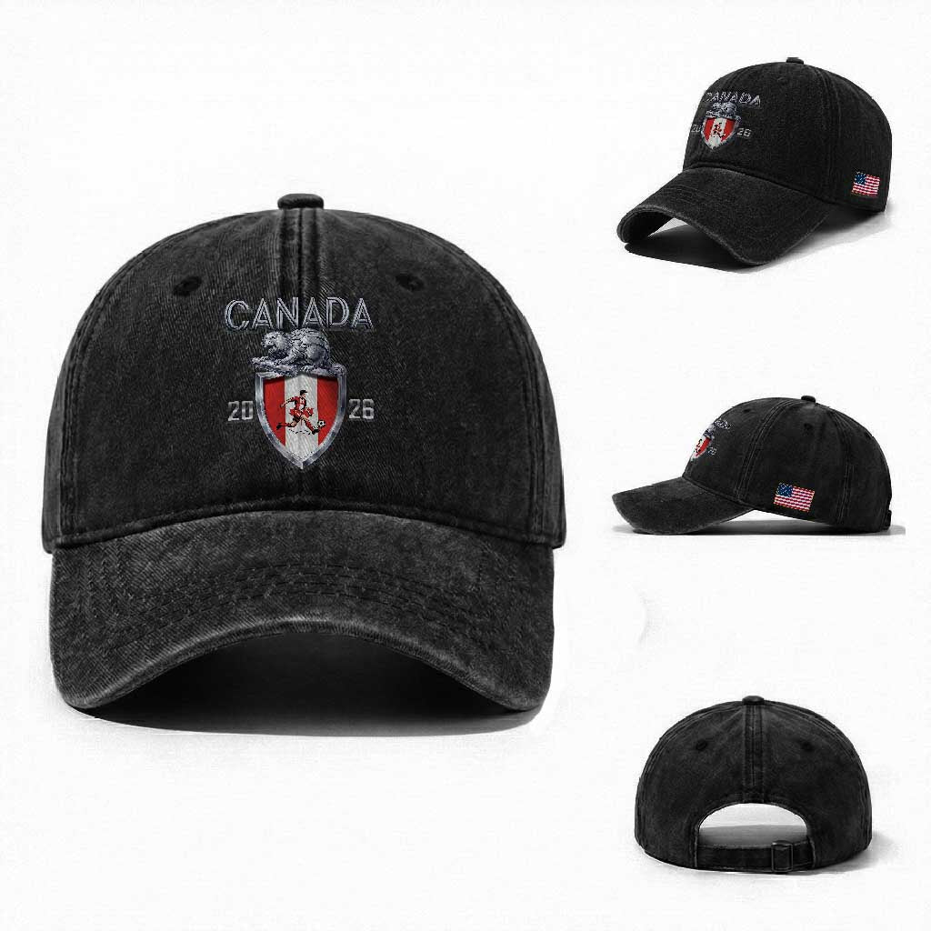 Canada National Soccer Fan Washed Cotton Baseball Cap Proud Canadian Gift