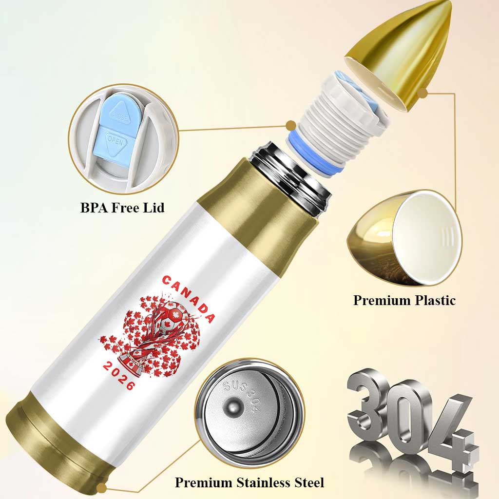 Proud Canada National Soccer Fan 2026 Patriotic Gift Bullet Tumbler