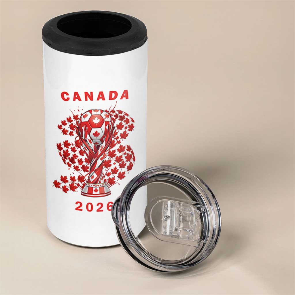 Proud Canada National Soccer Fan 2026 Patriotic Gift 4 in 1 Can Cooler Tumbler