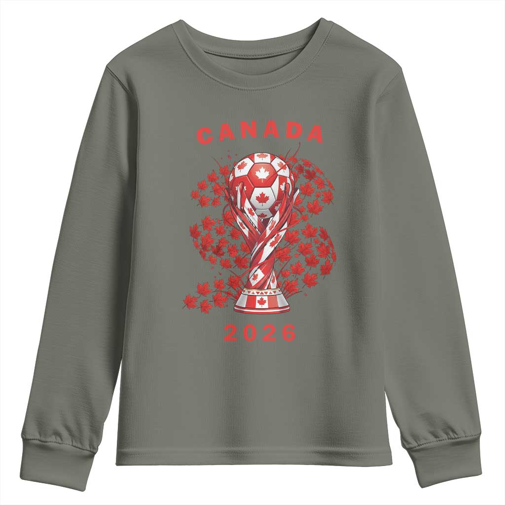 Proud Canada National Soccer Fan 2026 Patriotic Gift Youth Sweatshirt