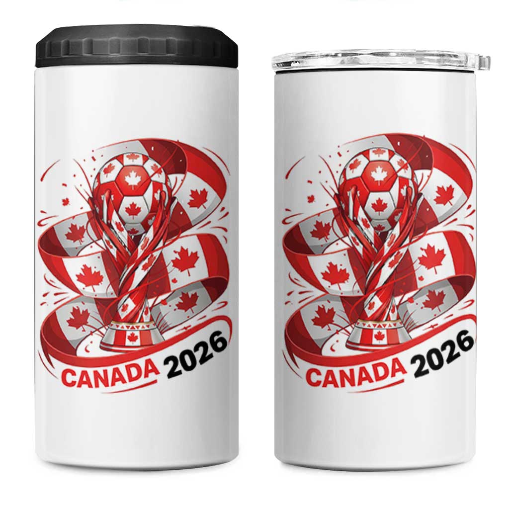 Canada Soccer Fan 4 in 1 Can Cooler Tumbler International Football Lover Gift