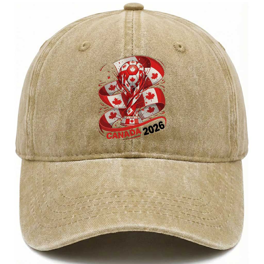Canada Soccer Fan Washed Cotton Baseball Cap International Football Lover Gift
