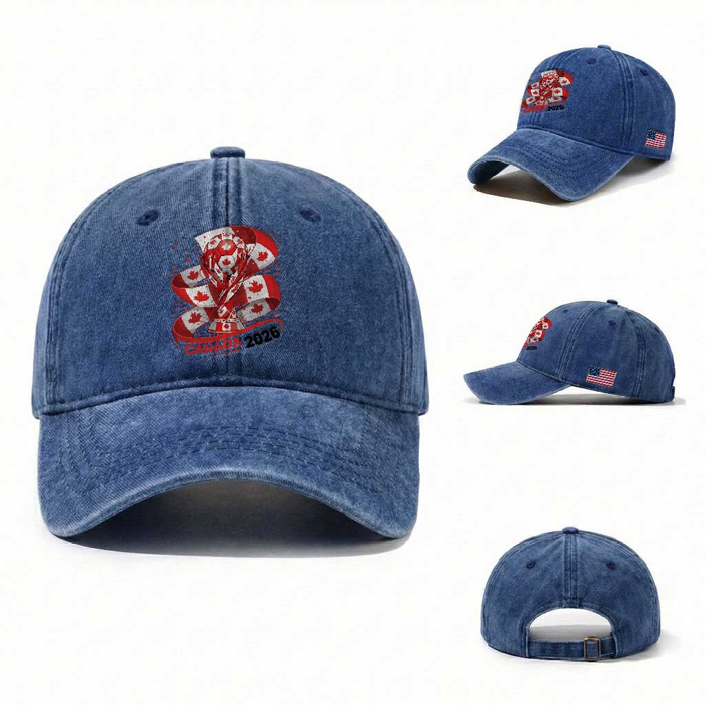 Canada Soccer Fan Washed Cotton Baseball Cap International Football Lover Gift