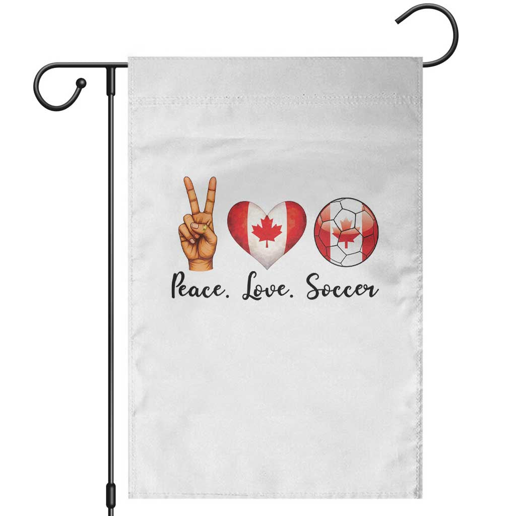 Peace Love Soccer Garden Flag Proud Canadian Fan Gift