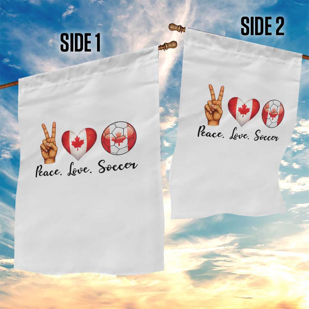 Peace Love Soccer Garden Flag Proud Canadian Fan Gift