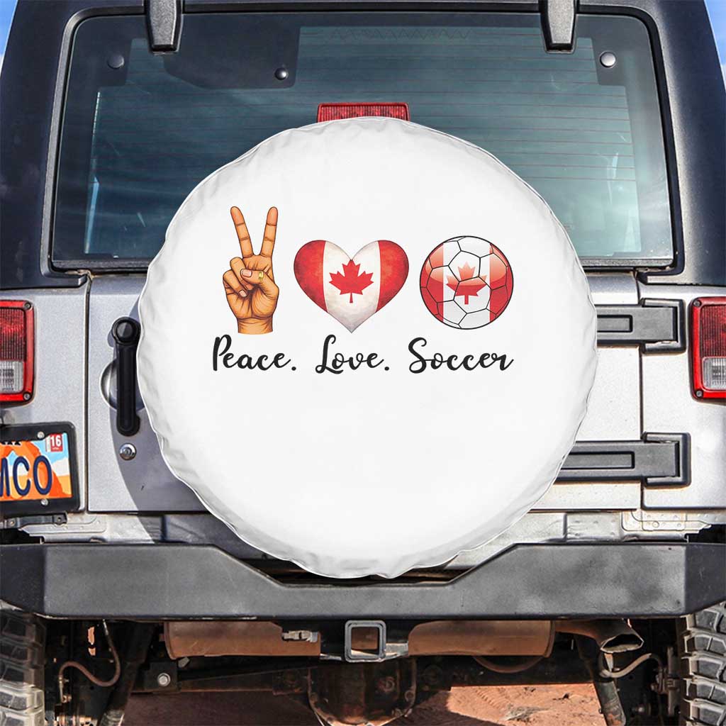 Peace Love Soccer Spare Tire Cover Proud Canadian Fan Gift