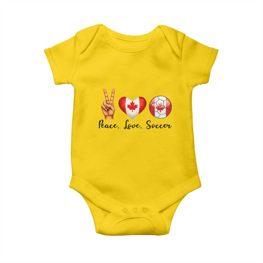 Peace Love Soccer Baby Onesie Proud Canadian Fan Gift
