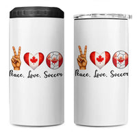 Peace Love Soccer 4 in 1 Can Cooler Tumbler Proud Canadian Fan Gift