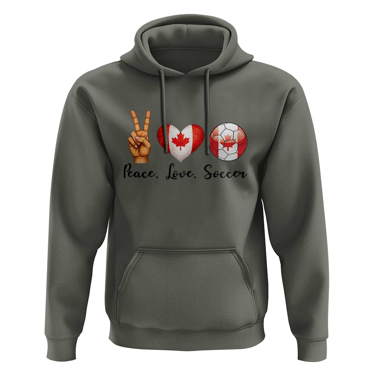 Peace Love Soccer Hoodie Proud Canadian Fan Gift