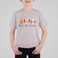 Peace Love Soccer T Shirt For Kid Proud Canadian Fan Gift
