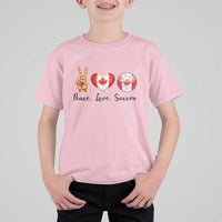 Peace Love Soccer T Shirt For Kid Proud Canadian Fan Gift
