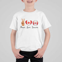 Peace Love Soccer T Shirt For Kid Proud Canadian Fan Gift