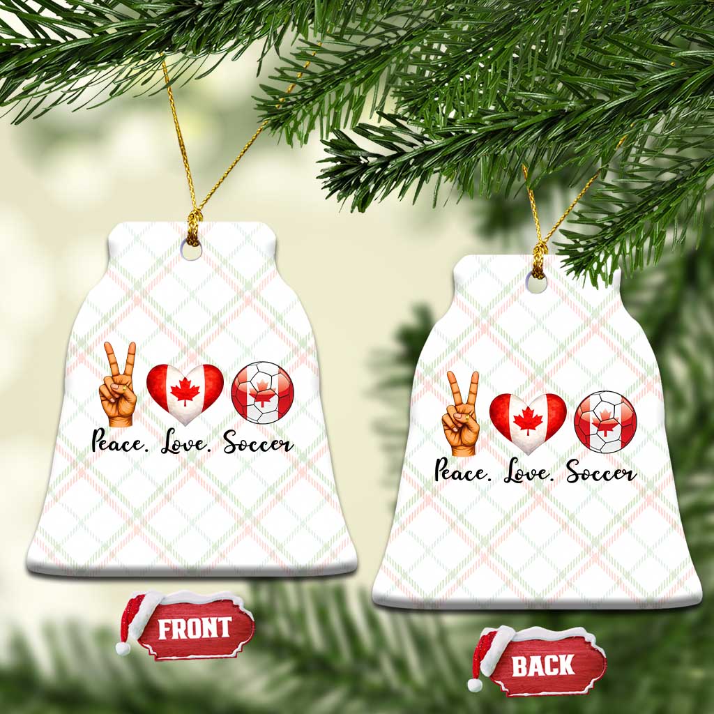 Peace Love Soccer Ceramic Ornament Proud Canadian Fan Gift
