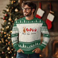 Peace Love Soccer Ugly Christmas Sweater Proud Canadian Fan Gift