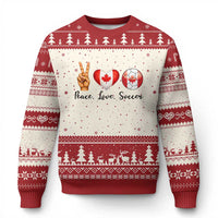 Peace Love Soccer Ugly Christmas Sweater Proud Canadian Fan Gift