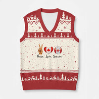 Peace Love Soccer V-Neck Knit Sweater Vest Proud Canadian Fan Gift