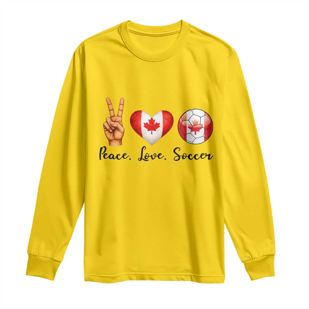 Peace Love Soccer Long Sleeve Shirt Proud Canadian Fan Gift