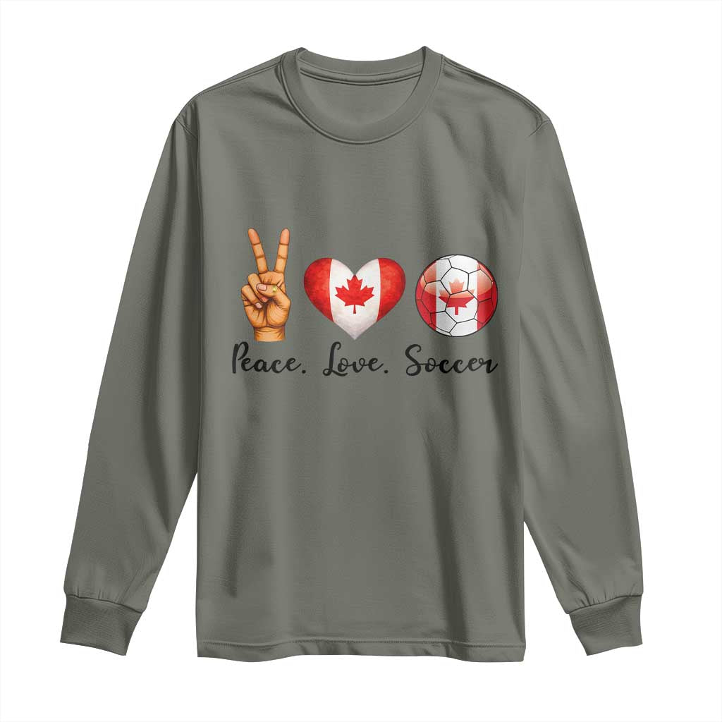 Peace Love Soccer Long Sleeve Shirt Proud Canadian Fan Gift