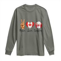 Peace Love Soccer Long Sleeve Shirt Proud Canadian Fan Gift