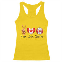 Peace Love Soccer Racerback Tank Top Proud Canadian Fan Gift