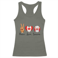 Peace Love Soccer Racerback Tank Top Proud Canadian Fan Gift