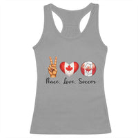 Peace Love Soccer Racerback Tank Top Proud Canadian Fan Gift