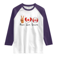 Peace Love Soccer Raglan Shirt Proud Canadian Fan Gift