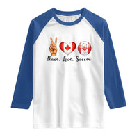 Peace Love Soccer Raglan Shirt Proud Canadian Fan Gift