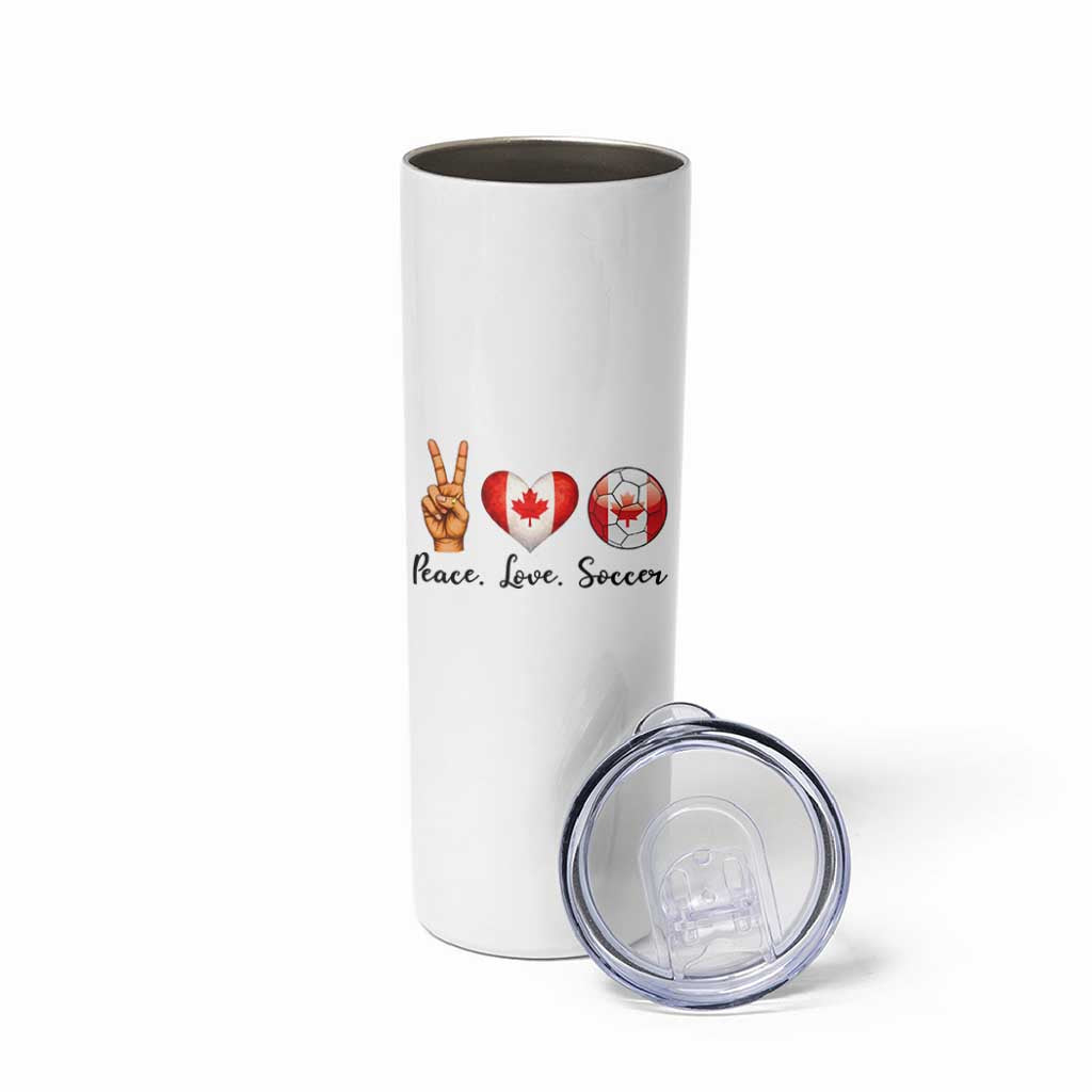 Peace Love Soccer Skinny Tumbler Proud Canadian Fan Gift