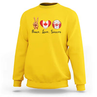 Peace Love Soccer Sweatshirt Proud Canadian Fan Gift
