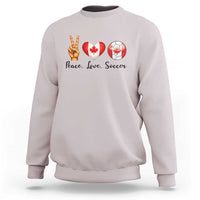 Peace Love Soccer Sweatshirt Proud Canadian Fan Gift