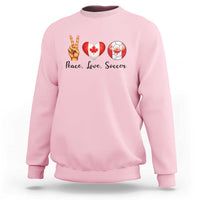 Peace Love Soccer Sweatshirt Proud Canadian Fan Gift