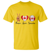 Peace Love Soccer T Shirt Proud Canadian Fan Gift