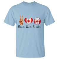 Peace Love Soccer T Shirt Proud Canadian Fan Gift