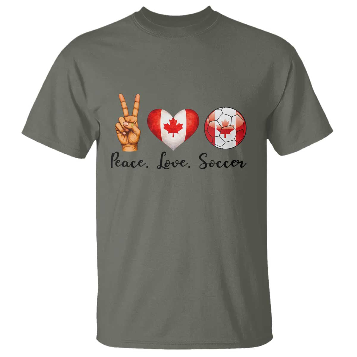 Peace Love Soccer T Shirt Proud Canadian Fan Gift