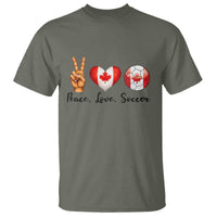 Peace Love Soccer T Shirt Proud Canadian Fan Gift