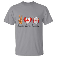 Peace Love Soccer T Shirt Proud Canadian Fan Gift
