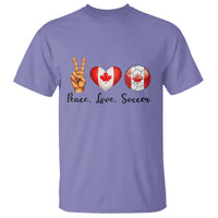 Peace Love Soccer T Shirt Proud Canadian Fan Gift