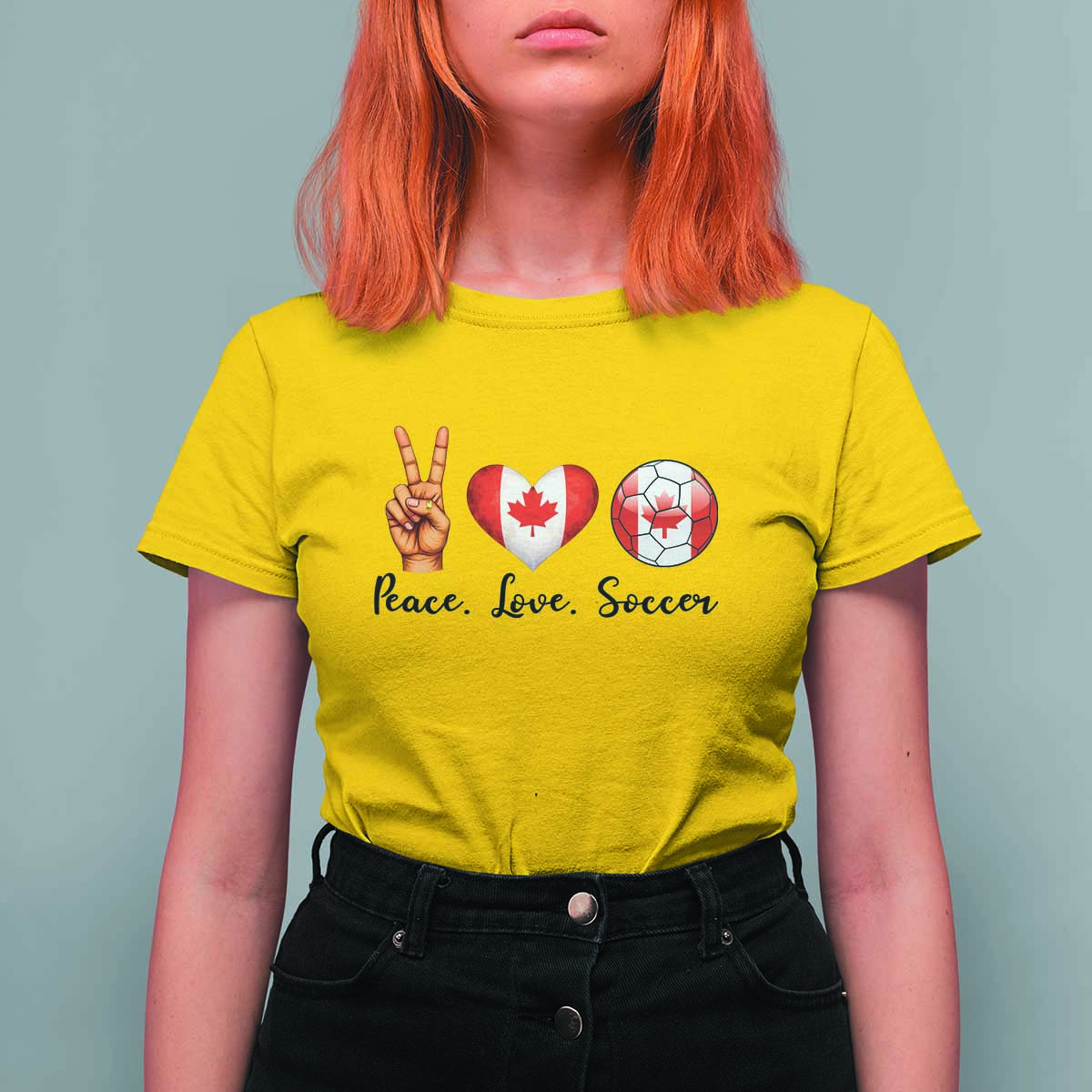 Peace Love Soccer T Shirt For Women Proud Canadian Fan Gift