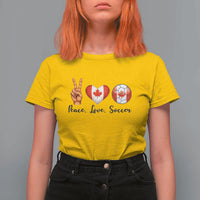Peace Love Soccer T Shirt For Women Proud Canadian Fan Gift