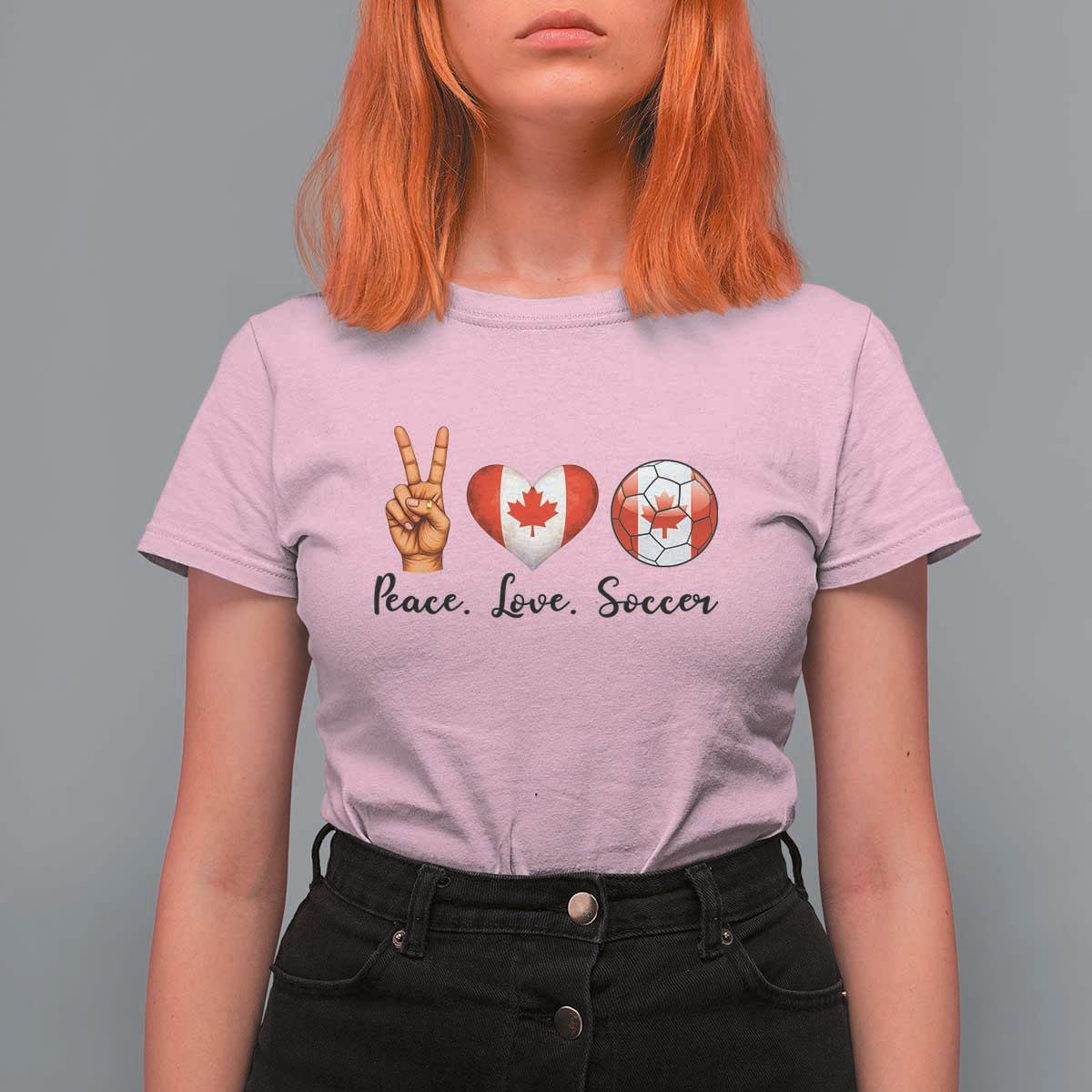 Peace Love Soccer T Shirt For Women Proud Canadian Fan Gift