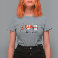 Peace Love Soccer T Shirt For Women Proud Canadian Fan Gift